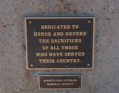 Ebbetts Pass Veterans Memorial Marker image. Click for full size.