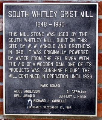 South Whitley Grist Mill Marker image. Click for full size.