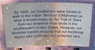 Creek Nation Council Oak Memorial Marker. Click for full size. Creek Nation Council Oak Memorial Marker image. Click for full size.