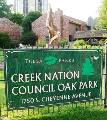 Creek Nation Council Oak Park Sign. Click for full size. Creek Nation Council Oak Park Sign image. Click for full size.