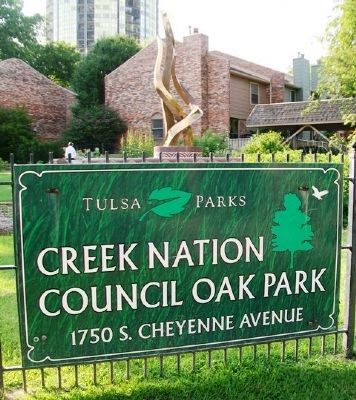 Creek Nation Council Oak Park Sign image. Click for full size.