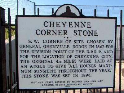 Cheyenne Corner Stone Marker. Click for full size. Cheyenne Corner Stone Marker image. Click for full size.