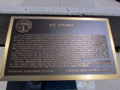 Big Springs Marker. Click for full size. Big Springs Marker image. Click for full size.