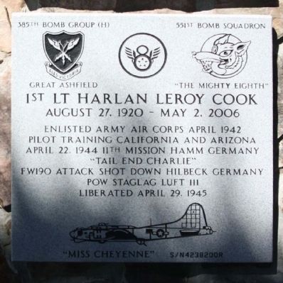 1st Lt Harlan Leroy Cook Marker. Click for full size. 1st Lt Harlan Leroy Cook Marker image. Click for full size.