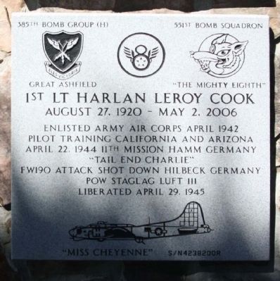 1st Lt Harlan Leroy Cook Marker image. Click for full size.