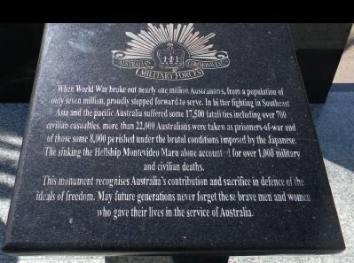 Australian Commonwealth Military Forces' plaque at the foot of the memorial's monoliths image. Click for full size.