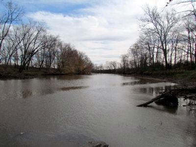 View of Wabash River east of the marker image. Click for full size.