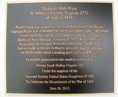 Nathaniel Hale Pryor Marker. Click for full size. Nathaniel Hale Pryor Marker image. Click for full size.