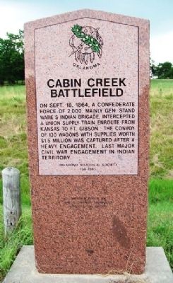 Cabin Creek Battlefield Marker image. Click for full size.