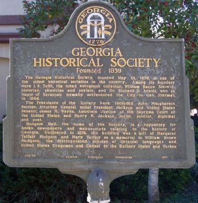 Georgia Historical Society Marker image. Click for full size.