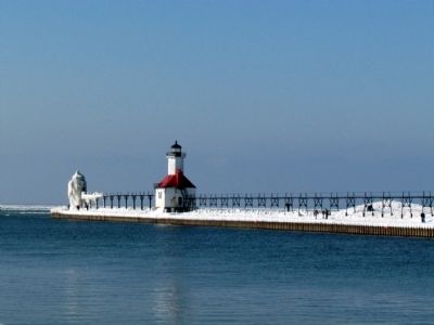 Outer Light Tower, Inner Lighthouse, and Catwalk in Winter image. Click for full size.