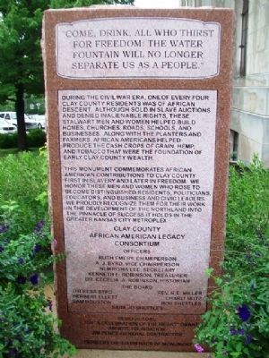 Clay County African American Pioneers Marker (front). Click for full size. Clay County African American Pioneers Marker (front) image. Click for full size.