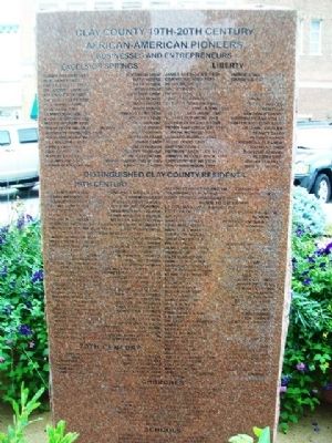 Clay County African American Pioneers Marker (back). Click for full size. Clay County African American Pioneers Marker (back) image. Click for full size.