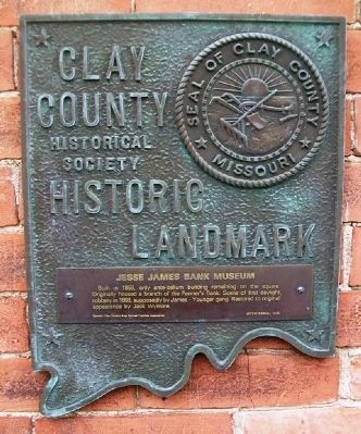 Jesse James Bank Museum Marker. Click for full size. Jesse James Bank Museum Marker image. Click for full size.