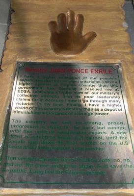 <i>Inang Laya</i> Monument: The Hand of Sen. Juan Ponce Enrile image. Click for full size.