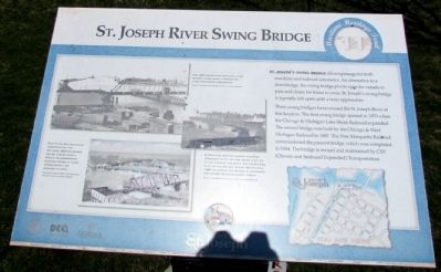 St. Joseph River Swing Bridge Marker. Click for full size. St. Joseph River Swing Bridge Marker image. Click for full size.