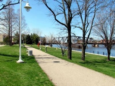 St. Joseph River Swing Bridge<br>and Commercial Fishing Markers. Click for full size. St. Joseph River Swing Bridge<br>and Commercial Fishing Markers image. Click for full size.