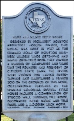 Wade and Mamie Irvin House Marker image. Click for full size.