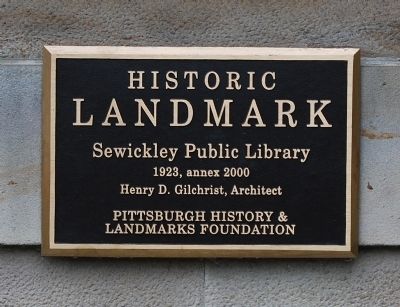 Sewickley Public Library Marker. Click for full size. Sewickley Public Library Marker image. Click for full size.