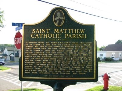 SAINT MATTHEW CATHOLIC PARISH Marker Reverse image. Click for full size.