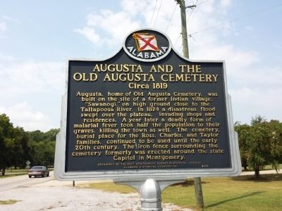 Augusta and the Old Augusta Cemetery Marker. Click for full size. Augusta and the Old Augusta Cemetery Marker image. Click for full size.
