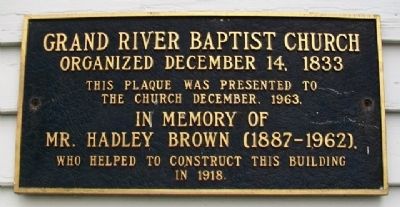 Grand River Baptist Church Marker. Click for full size. Grand River Baptist Church Marker image. Click for full size.