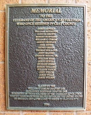 Clay County American Revolution Veterans Marker image. Click for full size.