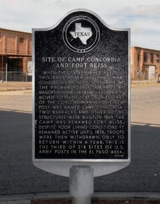 Site of Camp Concordia and Fort Bliss Marker image. Click for full size.