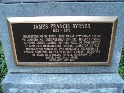 James Francis Byrnes Marker. Click for full size. James Francis Byrnes Marker image. Click for full size.