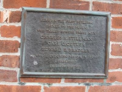 Mystic Seaport Museum First Building Marker. Click for full size. Mystic Seaport Museum First Building Marker image. Click for full size.