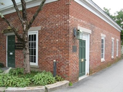 Mystic Seaport Museum First Building Marker. Click for full size. Mystic Seaport Museum First Building Marker image. Click for full size.