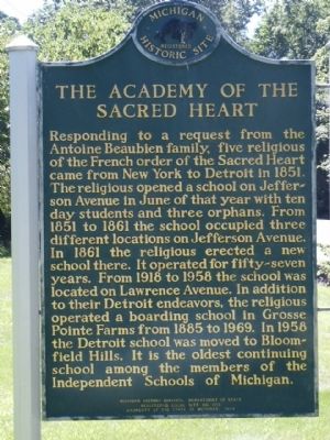 The Academy of the Sacred Heart marker image. Click for full size.
