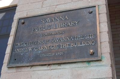 Savanna Public Library Plaque on Entrance image. Click for full size.