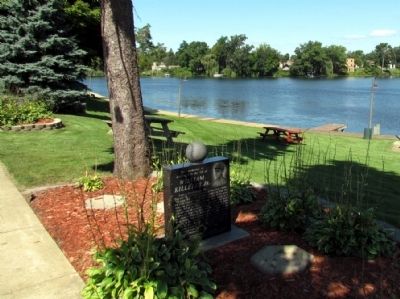 East side of marker overlooking Maple Lake. Click for full size. East side of marker overlooking Maple Lake image. Click for full size.