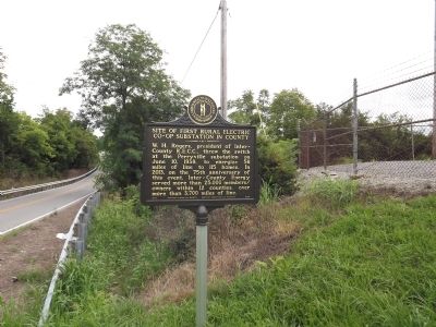 Site of First Rural Electric Co-Op Substation in County Marker image. Click for full size.