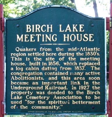 Birch Lake Meeting House Marker image. Click for more information.