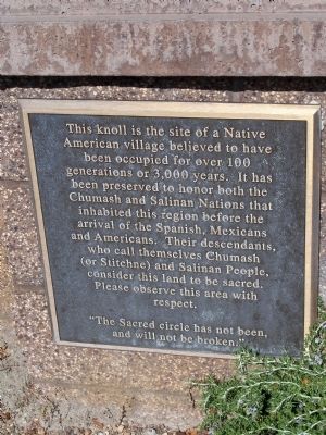 Chumash and Salinan Nations Village Site Marker image. Click for full size.