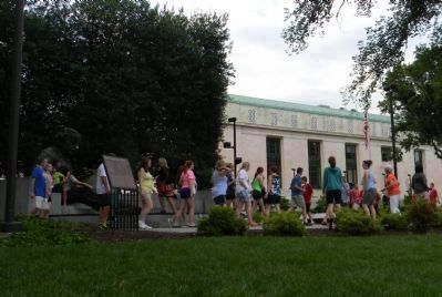 Albert Einstein - The Einstein Memorial - in the shadows of the grove to the far left image. Click for full size.