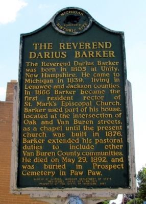 The Reverend Darius Barker Marker. Click for full size. The Reverend Darius Barker Marker image. Click for full size.
