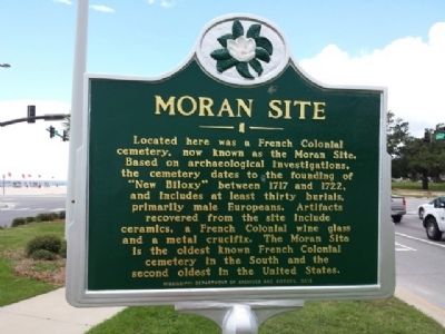 Former location of Moran Site marker on Highway 90 median. image. Click for full size.