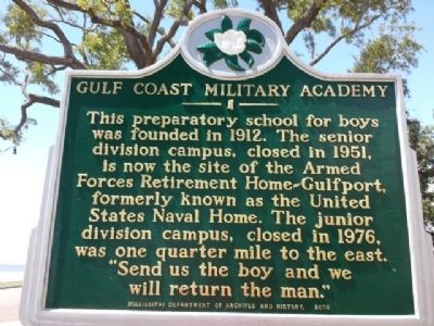 Gulf Coast Military Academy Marker image. Click for full size.