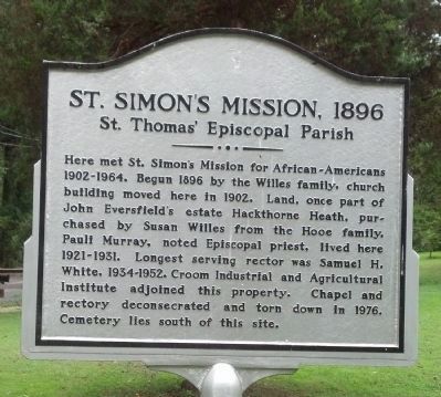 St. Simon's Mission, 1896 Marker. Click for full size. St. Simon's Mission, 1896 Marker image. Click for full size.