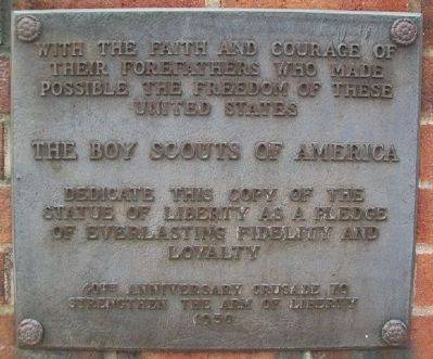 Replica of the Statue of Liberty Marker. Click for full size. Replica of the Statue of Liberty Marker image. Click for full size.