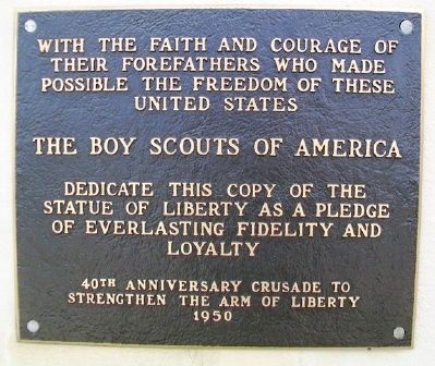 Replica of the Statue of Liberty Marker. Click for full size. Replica of the Statue of Liberty Marker image. Click for full size.