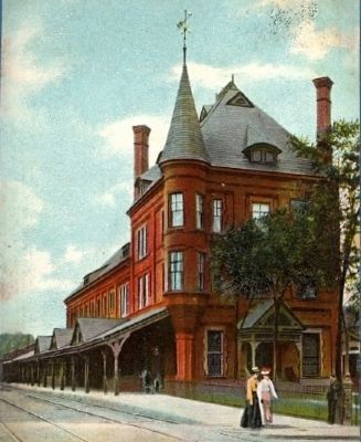 FJ&G Railroad Gloversville Station Postcard image. Click for full size.