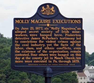 Molly Maguire Executions Marker image. Click for full size.
