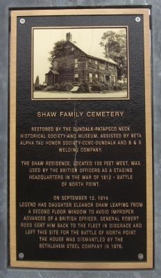 Shaw Family Cemetery Marker. Click for full size. Shaw Family Cemetery Marker image. Click for full size.