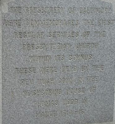 The Presbytery of Baltimore Marker image. Click for full size.