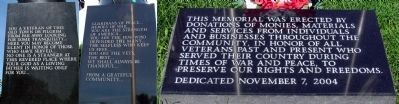 Inscriptions on the Niles Veterans Memorial. Click for full size. Inscriptions on the Niles Veterans Memorial image. Click for full size.