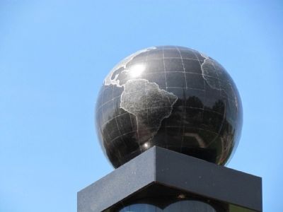 Globe on top of Niles Veterans Memorial image. Click for full size.
